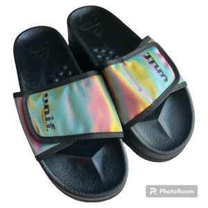 UNIF Holographic ESP Slides platform Rainbow sandals size 7 new without box